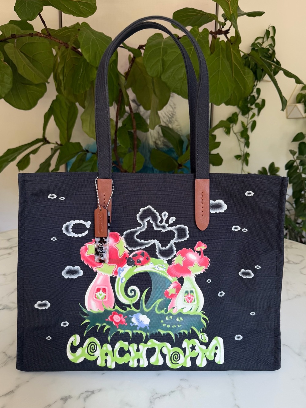 Coach Tote In Recycled Polyester With This Is Coachtopia Mushroom Print CL762